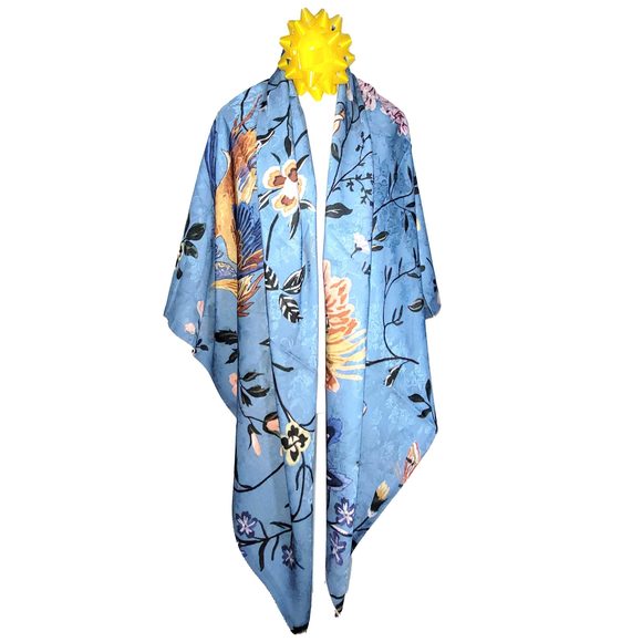 NWT Double Sided Silk Scarf 52"x52" Large Square Shawl Wrap XiangYunShal 2248 - Picture 6 of 11